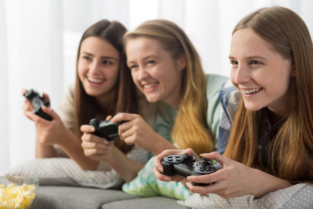 teenage playing video games